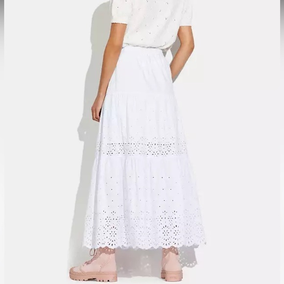 NWT Coach Broderie Anglaise Long Skirt In Organic Cotton - Picture 2 of 10